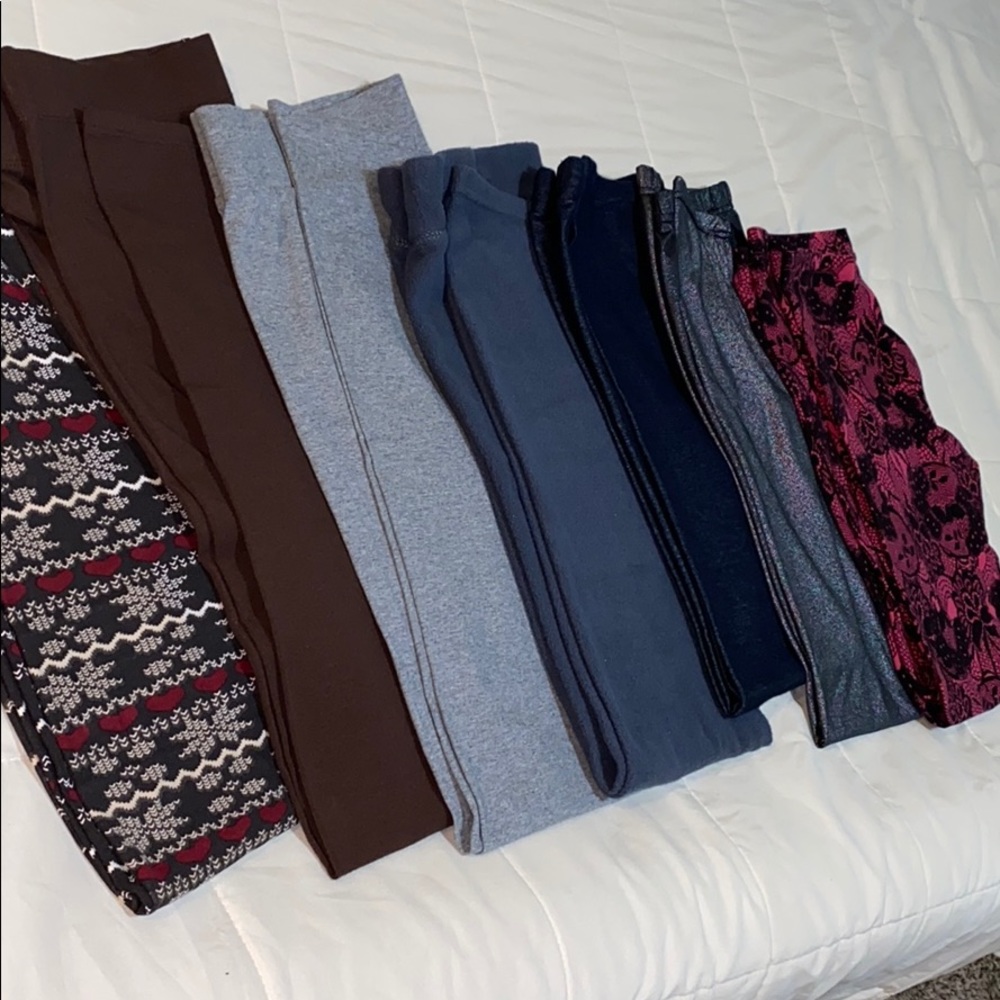 Bundle of 7 Size Large Leggings Many Brands EUC